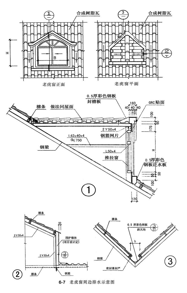 合成樹脂瓦老虎窗節點處理示意圖